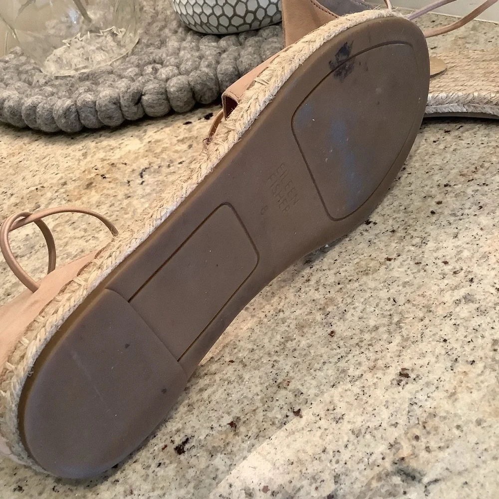 Eileen Fisher Tan Suede Espadrille Lace Up Flats Size 8